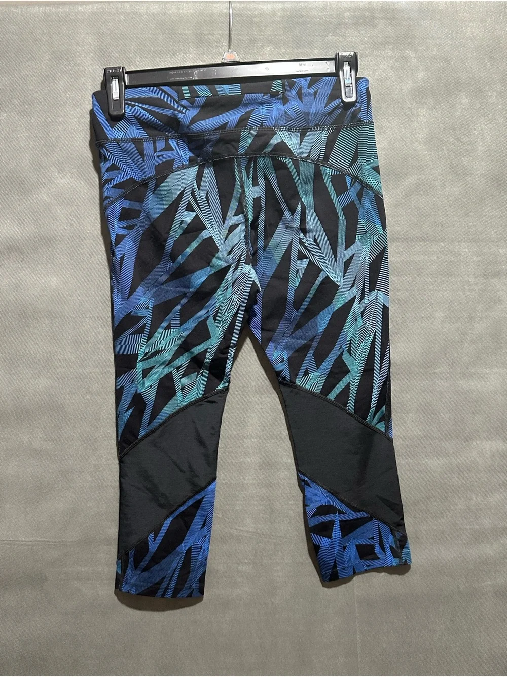 Nike Epic Lux Dri-Fit Crop Running Leggings Blue Geometric Print Pocket Size L